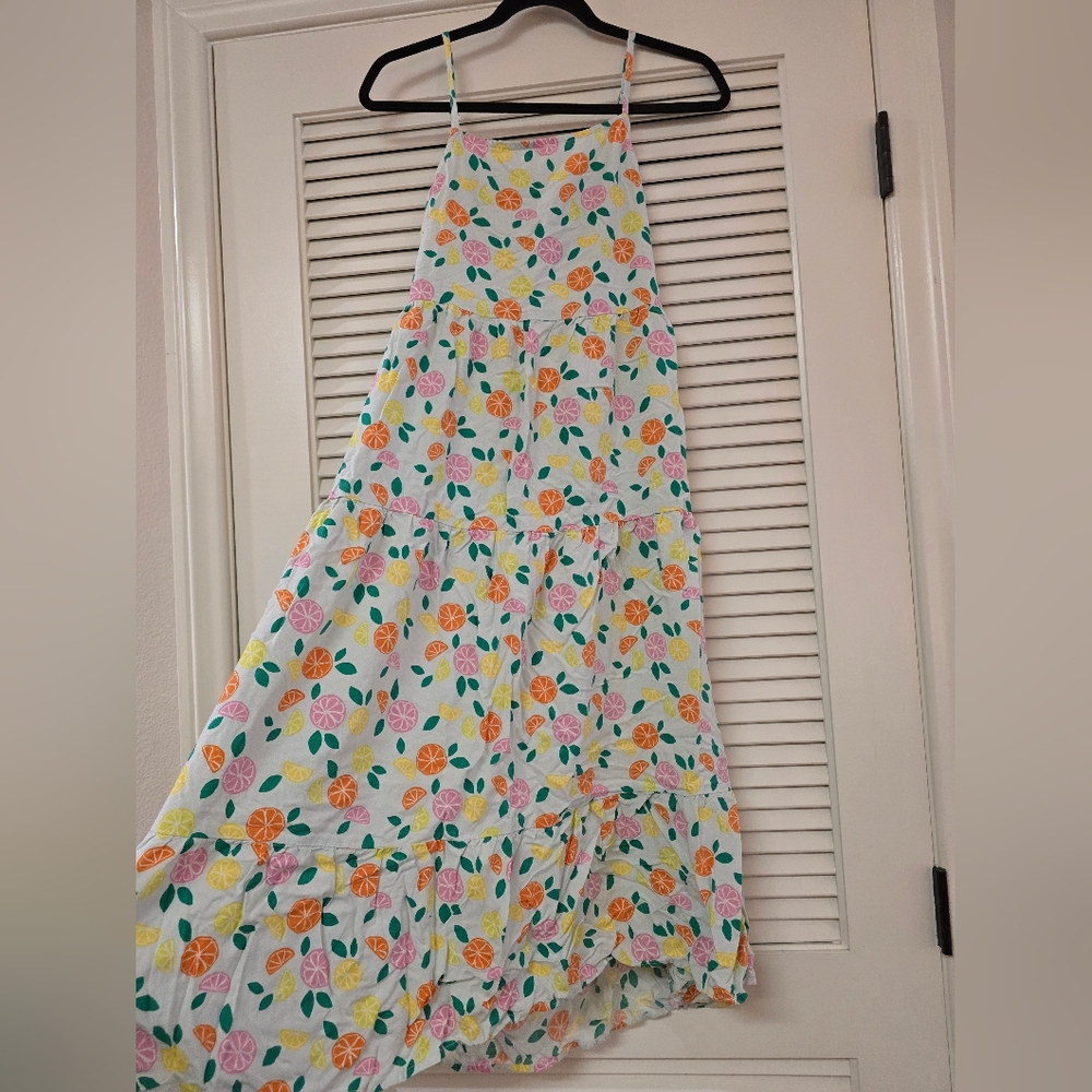 Cat & Jack - Girls' Citrus Pattern Open-Back Dress With Pockets